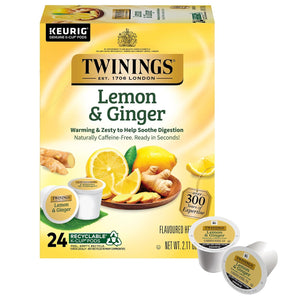 Twinings Twinings Lemon And Ginger Herbal Tea K-Cup Pods For Keurig, 24 Count (Pack Of 1), Naturally Caffeine-Free, Enjoy Hot Or Iced | Packaging May Vary