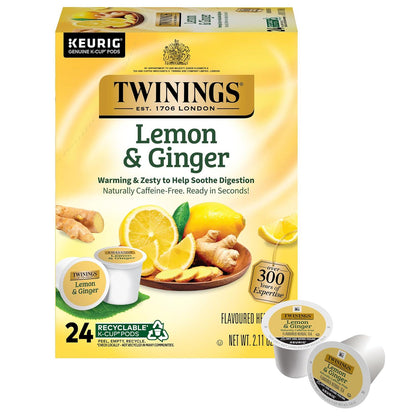 Twinings Twinings Lemon And Ginger Herbal Tea K-Cup Pods For Keurig, 24 Count (Pack Of 1), Naturally Caffeine-Free, Enjoy Hot Or Iced | Packaging May Vary