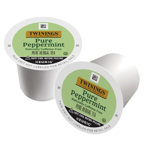 Twinings Pure Peppermint Herbal Tea K-Cup Pods for Keurig, 24 Count, Naturally Caffeine-Free, Enjoy Hot or Iced, Packaging May Vary