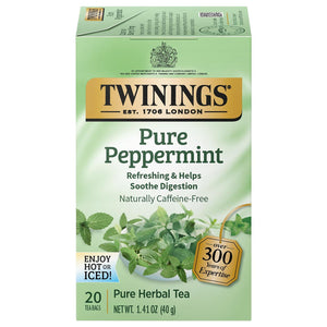 Twinings Twinings Pure Peppermint Individually Wrapped Tea Bags, 20 Count (Pack Of 1), Fresh Minty Flavour, Naturally Caffeine Free, Enjoy Hot Or Iced | Packaging May Vary