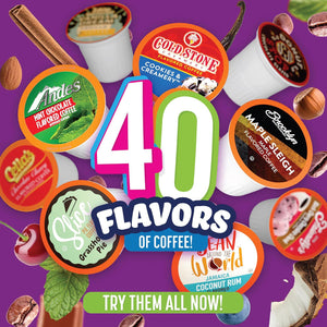 Two Rivers Coffee Flavored Coffee Pods Compatible with Keurig K-Cup Brewers, Assorted Flavored Coffee, 40 Count
