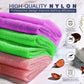 UJFQBH 3 Pieces African Bath Sponge African Net Long Net Bath Sponge Exfoliating Shower Body Scrubber Back Scrubber Skin Smoother,Great For Daily Use (Purple Pink Green),