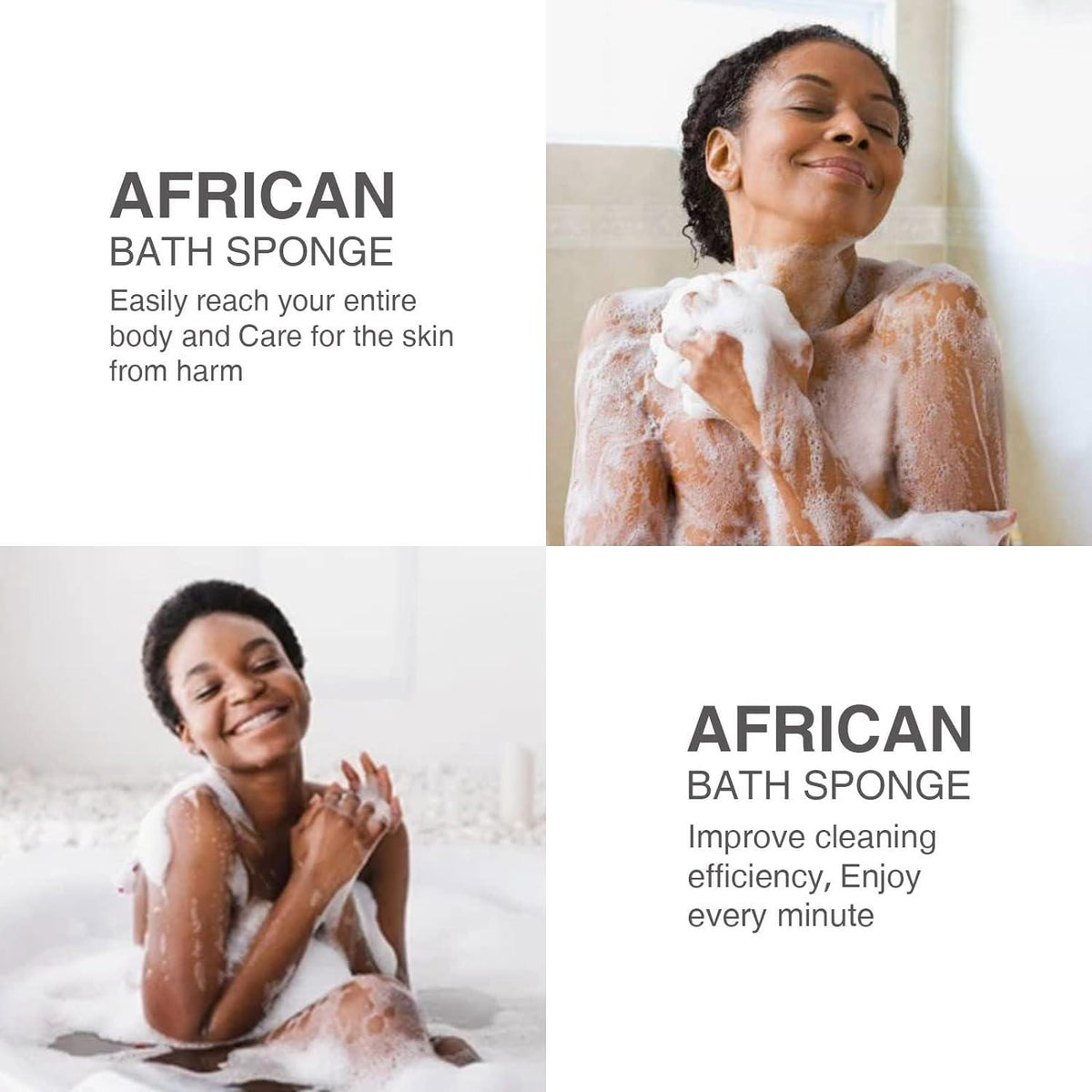 UJFQBH 3 Pieces African Bath Sponge African Net Long Net Bath Sponge Exfoliating Shower Body Scrubber Back Scrubber Skin Smoother,Great For Daily Use (Pink,Yellow,Purple),