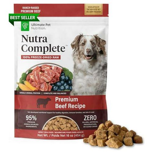 Nutra Complete Freeze Dried Raw Dog Food 1 lb Beef Recipe with Prebiotics and Amino Acids by Ultimate Pet Nutrition