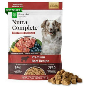 Nutra Complete Freeze Dried Raw Dog Food 1 lb Beef Recipe with Prebiotics and Amino Acids by Ultimate Pet Nutrition