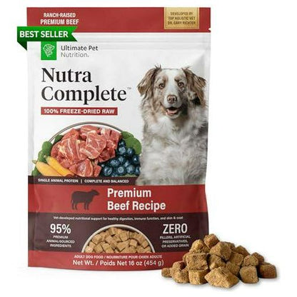 Nutra Complete Freeze Dried Raw Dog Food 1 lb Beef Recipe with Prebiotics and Amino Acids by Ultimate Pet Nutrition