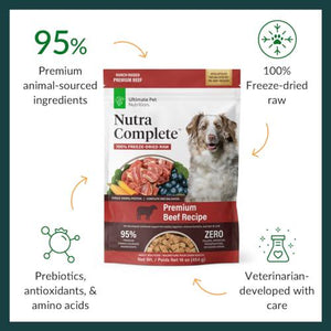 Nutra Complete Freeze Dried Raw Dog Food 1 lb Beef Recipe with Prebiotics and Amino Acids by Ultimate Pet Nutrition