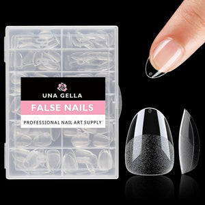 UNA GELLA UNA GELLA Extra Short Almond Nail Tips Full Cover 216PCS Gel Nail Tips Short Almond Shaped Nails Tips Soft Gelly Gel Clear Fake Nails Tip For Acrylic Nail Tip Soak Off Home DIY Salon Nails 12 Sizes
