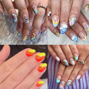 UNA GELLA UNA GELLA Short Almond Fake Nails 216pcs Pre-shape Gel Acrylic Nail Tips For Full Cover Nail Extension Home DIY Nail Salon 12 Sizes Gelly Tips