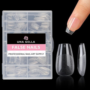 UNA GELLA UNA GELLA Short Coffin Fake Nails 216pcs Short Coffin Press On Nails Pre-shape Short Coffin Gel Nail Tips For Full Cover Acrylic Nails False Nails For Nail Extension Home DIY Salon 12 Sizes Gelly Tips