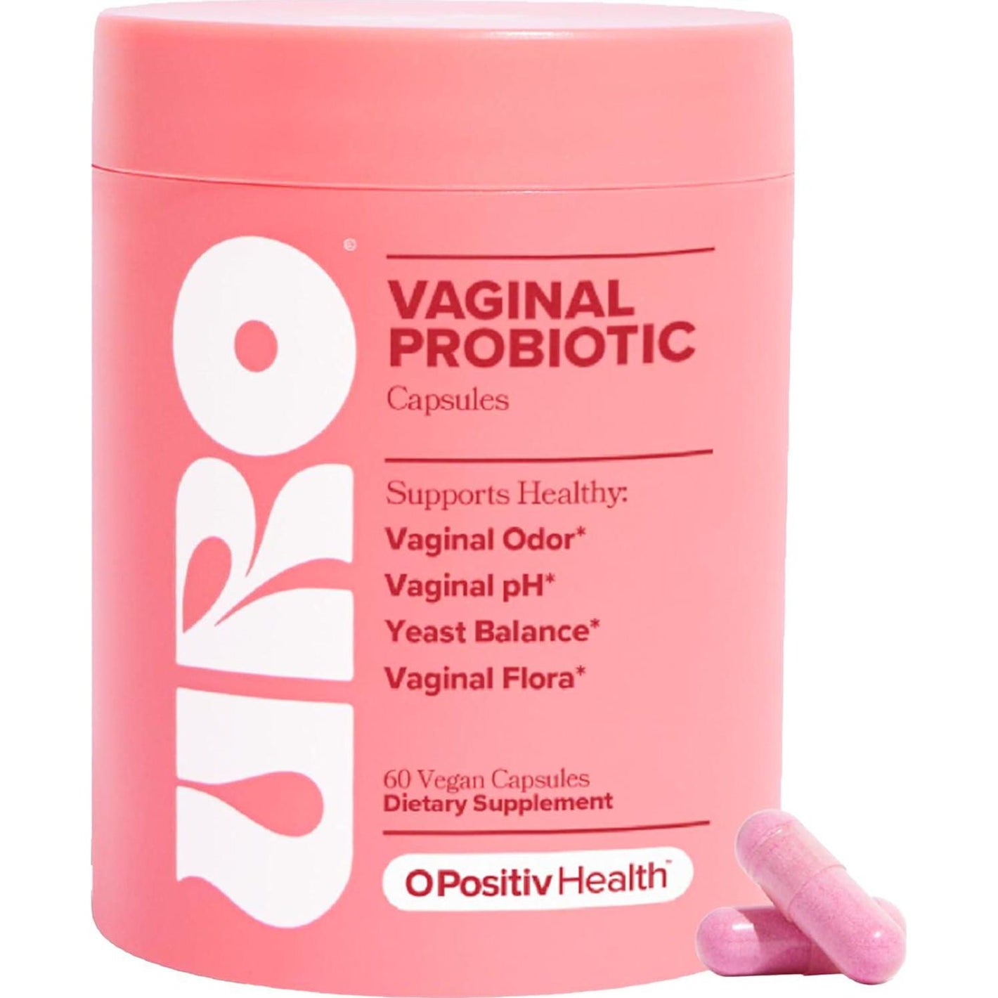 O Positiv Uro-Vaginal Probiotics, 60 Count, Prebiotics & Lactobacillus Blend for Vaginal Health, PH Balance & Healthy Flora