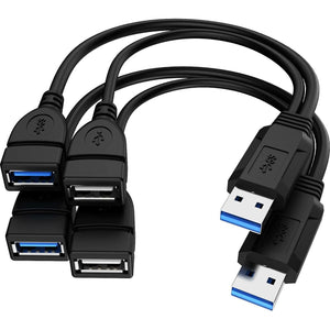 USB 3.0 Female To Dual USB Male Splitter Cable, 2 Pack,
