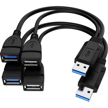 USB 3.0 Female To Dual USB Male Splitter Cable, 2 Pack,