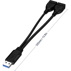 USB 3.0 Female To Dual USB Male Splitter Cable, 2 Pack,