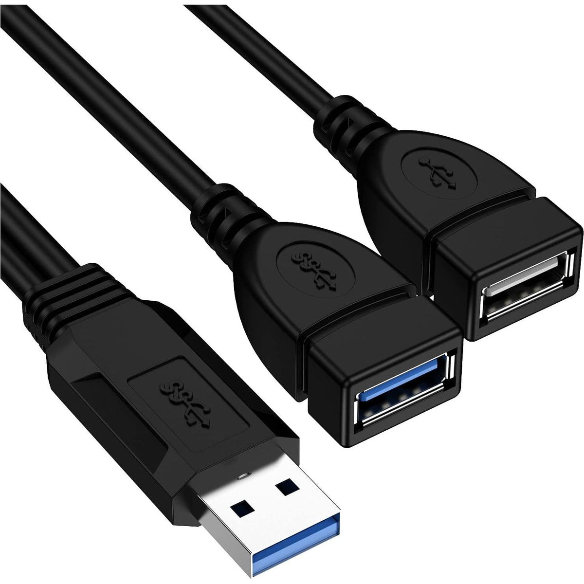 USB 3.0 Female To Dual USB Male Splitter Cable, 2 Pack,