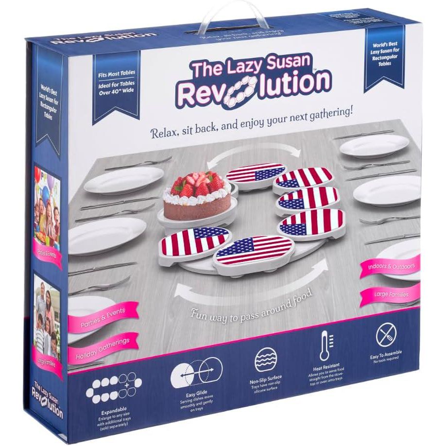 US Flag - The Lazy Susan Revolution - The First Patented Lazy Susan Turntable Expandable For Rectangular And Oblong Tables - Kitchen And Dining Tables - Great Gift! Parties And Gatherings,860011982937