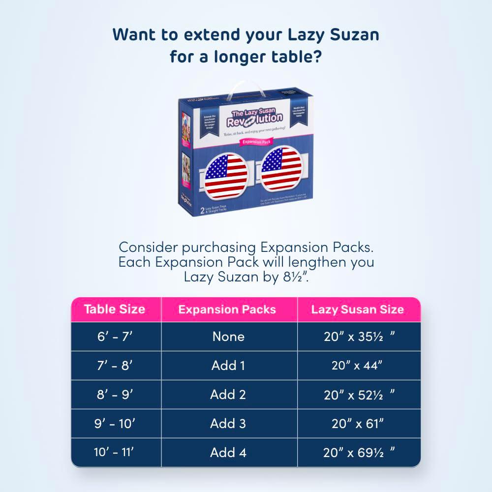 US Flag - The Lazy Susan Revolution - The First Patented Lazy Susan Turntable Expandable For Rectangular And Oblong Tables - Kitchen And Dining Tables - Great Gift! Parties And Gatherings,860011982937