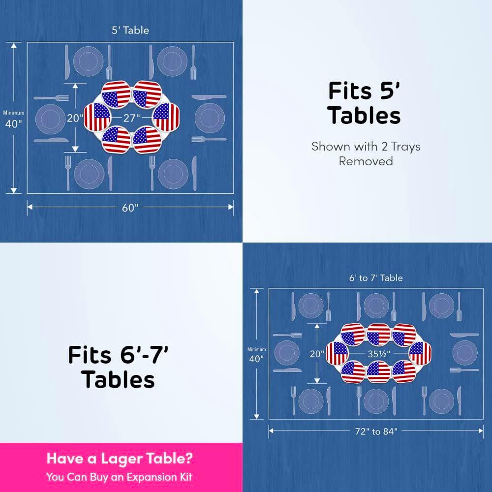 US Flag - The Lazy Susan Revolution - The First Patented Lazy Susan Turntable Expandable For Rectangular And Oblong Tables - Kitchen And Dining Tables - Great Gift! Parties And Gatherings,860011982937