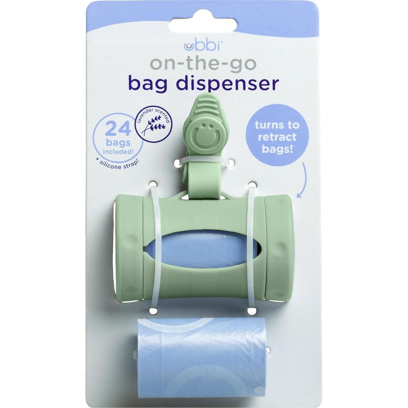Ubbi On-the-Go Diaper Bag Dispenser For Travel, Retractable Must Have For Newborns, Helpful Baby Accessory, Sage Green,698904101987