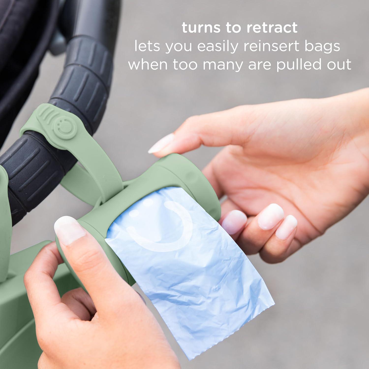 Ubbi On-the-Go Diaper Bag Dispenser For Travel, Retractable Must Have For Newborns, Helpful Baby Accessory, Sage Green,698904101987