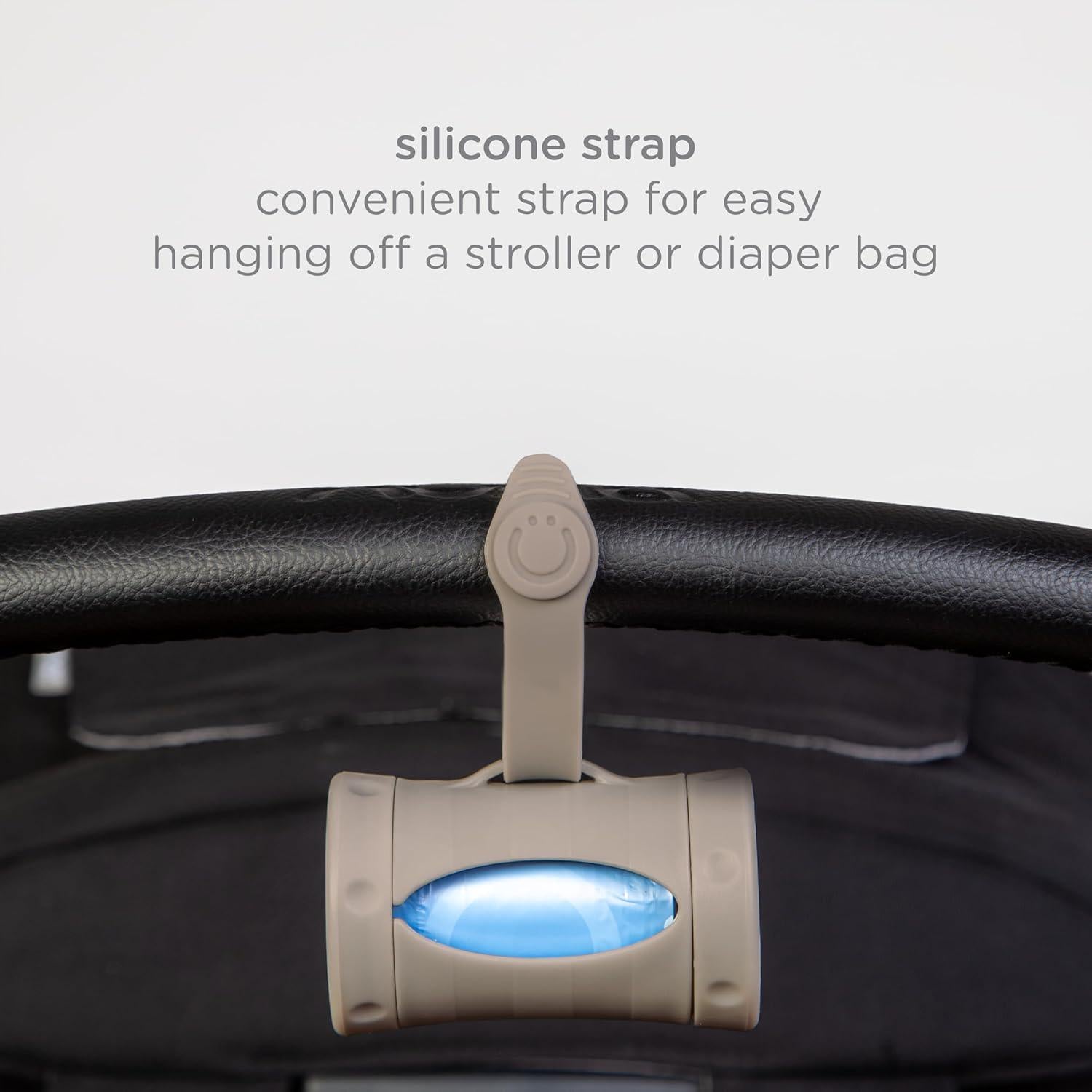 Ubbi Retractable On-the-Go Bag Dispenser For Baby Travel, Diaper Bag Accessory Must Have For Newborns, Helpful Baby Accessory, Taupe,698904102045