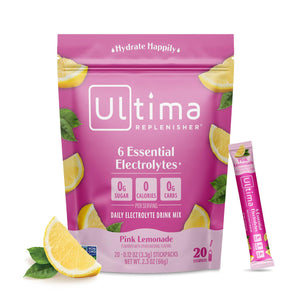 Ultima Replenisher Ultima Replenisher Daily Electrolyte Powder Drink Mix Pink Lemonade, 20 Stickpacks Hydration Packets With 6 Electrolytes And Trace Minerals Keto Friendly, Vegan, Non-GMO And Sugar-Free