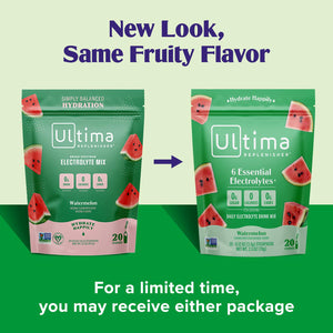 Ultima Replenisher Ultima Replenisher Daily Electrolyte Powder Drink Mix Watermelon, 20 Stickpacks Hydration Packets With 6 Electrolytes And Trace Minerals Keto Friendly, Vegan, Non-GMO And Sugar-Free
