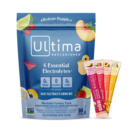Ultima Replenisher Daily Electrolyte Powder Drink Mix, Mocktini Variety, 16 Stick Packs, Keto-Friendly, Non-GMO & Sugar-Free