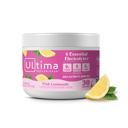 Ultima Replenisher Ultima Replenisher Daily Electrolyte Powder Drink Mix Pink Lemonade, 30 Serving Hydration Powder With 6 Key Electrolytes And Trace Minerals Keto Friendly, Vegan, Non-GMO And Sugar-Free