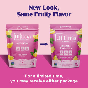 Ultima Replenisher Ultima Replenisher Daily Electrolyte Powder Drink Mix Pink Lemonade, 20 Stickpacks Hydration Packets With 6 Electrolytes And Trace Minerals Keto Friendly, Vegan, Non-GMO And Sugar-Free