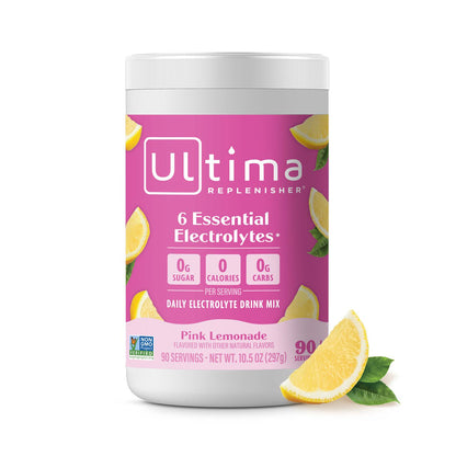 Ultima Replenisher Electrolyte Powder, Pink Lemonade Flavor, 90 Servings, Keto-Friendly, Vegan, Non-GMO, Sugar-Free