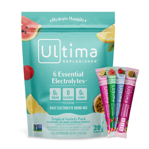 Ultima Replenisher Ultima Replenisher Daily Electrolyte Powder Drink Mix Tropical Variety, 20 Stickpacks Hydration Packets With 6 Electrolytes And Minerals Keto Friendly, Non-GMO And Sugar-Free