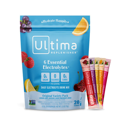 Ultima Replenisher Ultima Replenisher Daily Electrolyte Powder Drink Mix Original Variety, 20 Stickpacks Hydration Packets With 6 Electrolytes And Minerals Keto Friendly, Vegan, Non-GMO And Sugar-Free