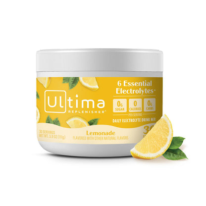 Ultima Replenisher Daily Electrolyte Powder, Lemonade Flavor, 30 Servings, Hydration with 6 Key Electrolytes & Trace Minerals, Keto-Friendly, Vegan, Sugar-Free