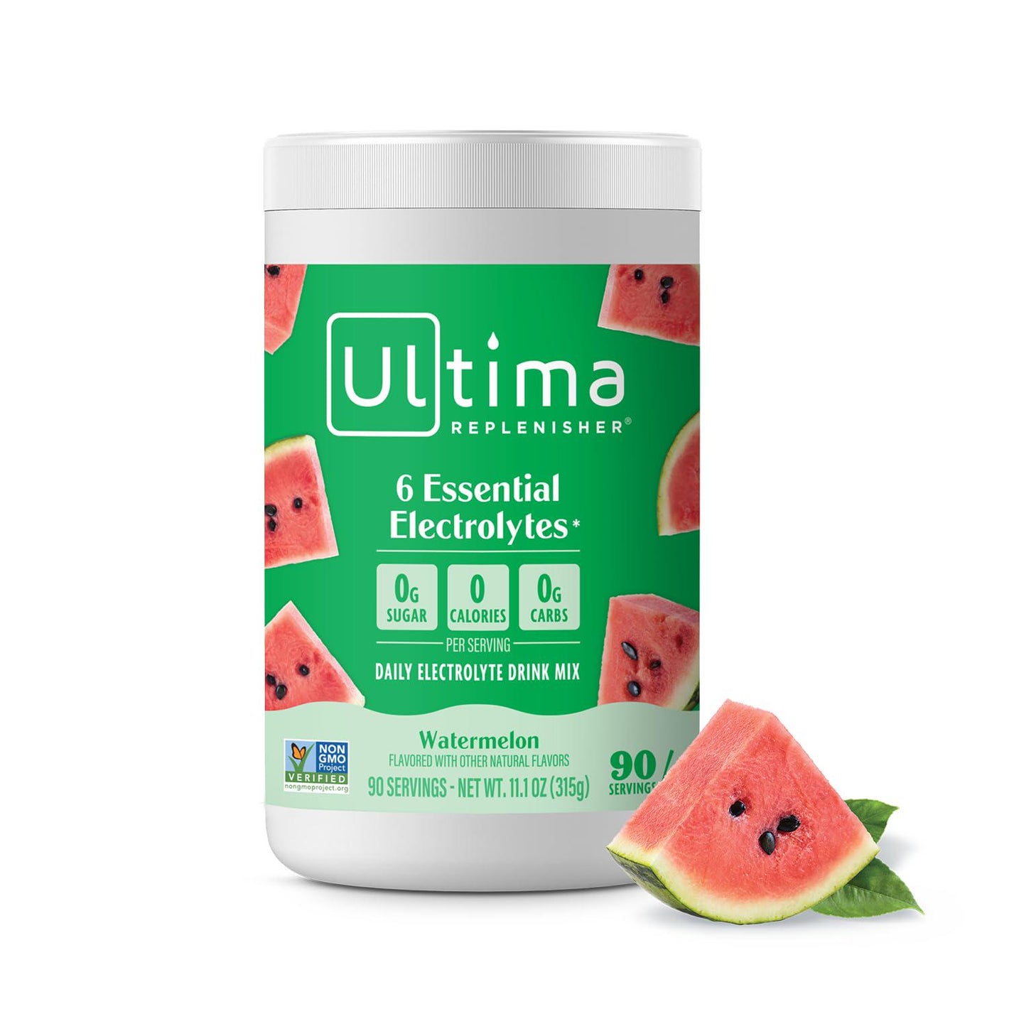 Ultima Replenisher Electrolyte Powder, Watermelon, 90 Servings, Sugar-Free, Keto-Friendly, Vegan, with 6 Electrolytes & Trace Minerals