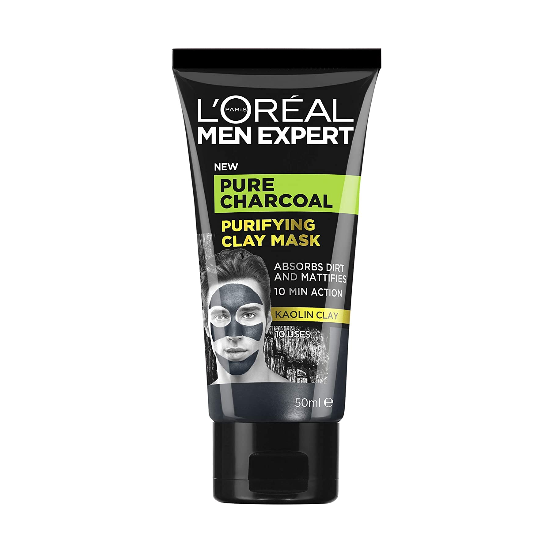 L'Oreal Paris Men Expert Pure Charcoal Kaolin Clay Purifying Clay Mask 50ml,3600523713707