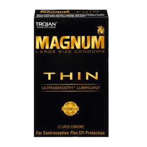 Trojan Magnum Large Size Thin Ultrasmooth Lubricated Latex Condoms 12 Count