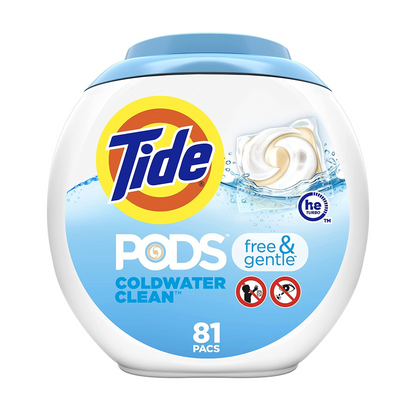 Tide Pods Free & Gentle Cold Water Clean Liquid Pods 81 Count