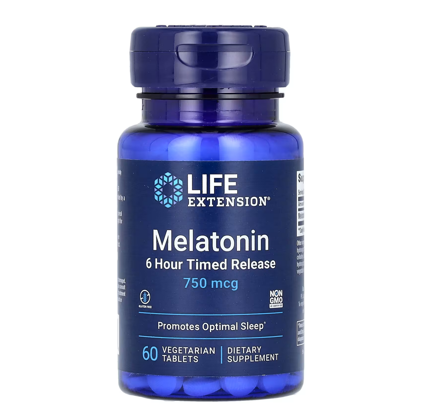 Life Extension Melatonin 6 Hour Timed Release 750mcg 60 Veg Tablets