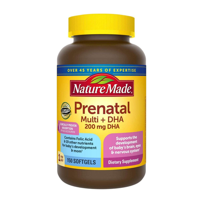 Nature Made Prenatal Multi + DHA 200mg DHA 150 Softgels