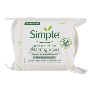 Simple Regeneration Age Resisting Cleansing Wipes 25 Count