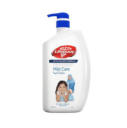 Lifebuoy Activ Silver Formula Mild Care Antibacterial Body Wash 500ml