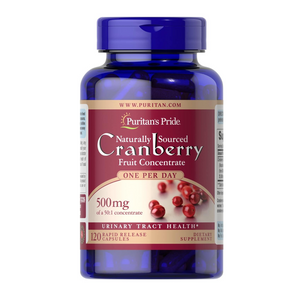 Puritan's Pride Naturally Sourced Cranberry Fruit Concentrate 500mg 120 Capsules