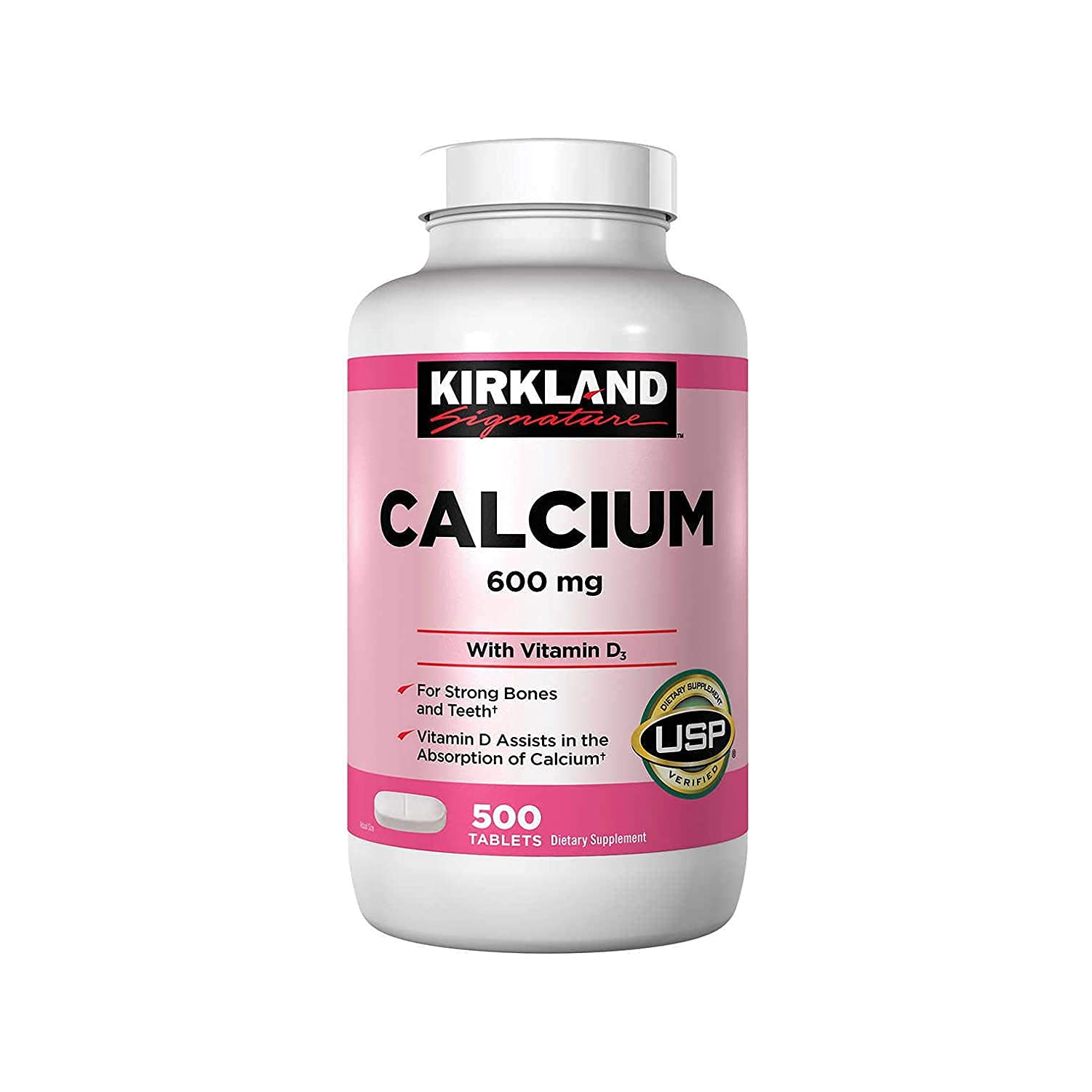 Kirkland Signature Calcium 600mg Vitamin D3 500 Tablets,096619389193