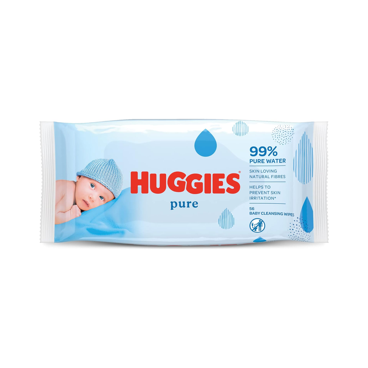 Huggies Pure 99% Pure Water Baby Cleansing Wipes 56 Count,5029053550039