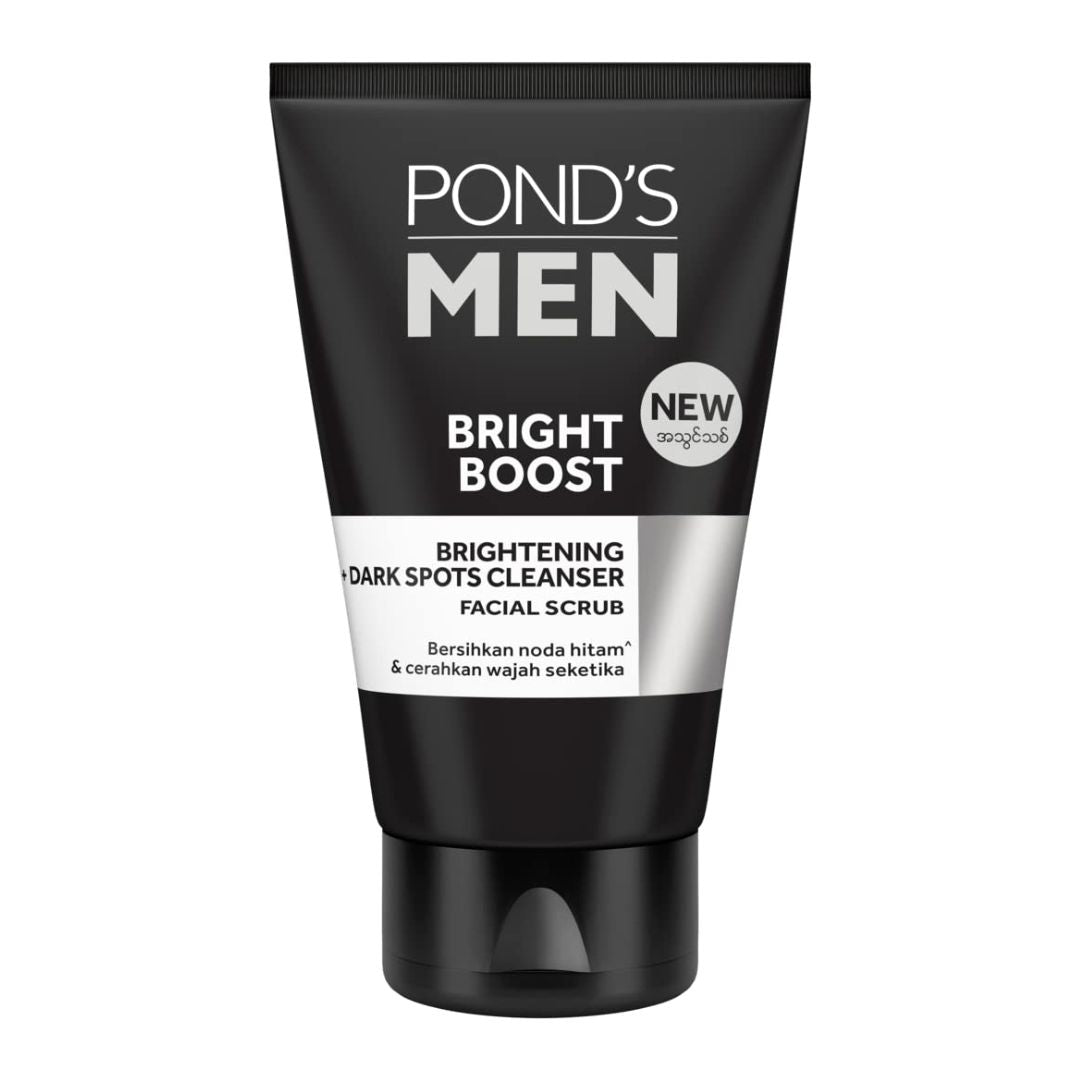 Pond's Men Bright Boost Brightening + Dark Spots Cleanser Facial Scrub 100g,8999999034733,