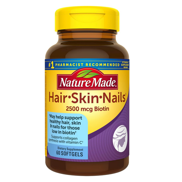 Nature Made Hair-Skin-Nails 2500mcg Biotin 60 Softgels
