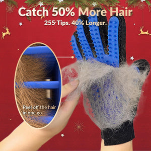 Upgrade Pet Hair Remover Gloves 1 Pair Blue Gentle Shedding Brush Gloves for Dogs Cats Horses Long and Short Hair