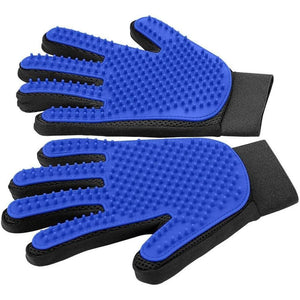 Upgrade Pet Hair Remover Gloves 1 Pair Blue Gentle Shedding Brush Gloves for Dogs Cats Horses Long and Short Hair