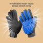 Upgrade Pet Hair Remover Gloves 1 Pair Blue Gentle Shedding Brush Gloves for Dogs Cats Horses Long and Short Hair